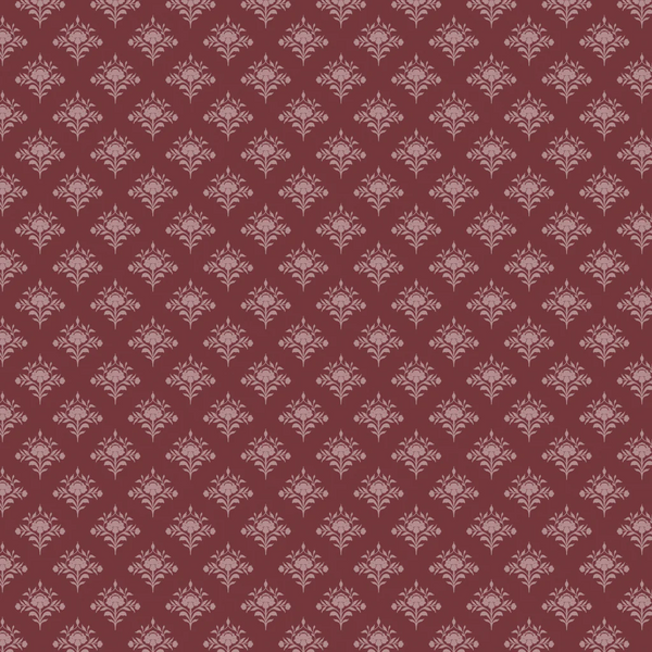 Patterned fabric with floral design on a red background