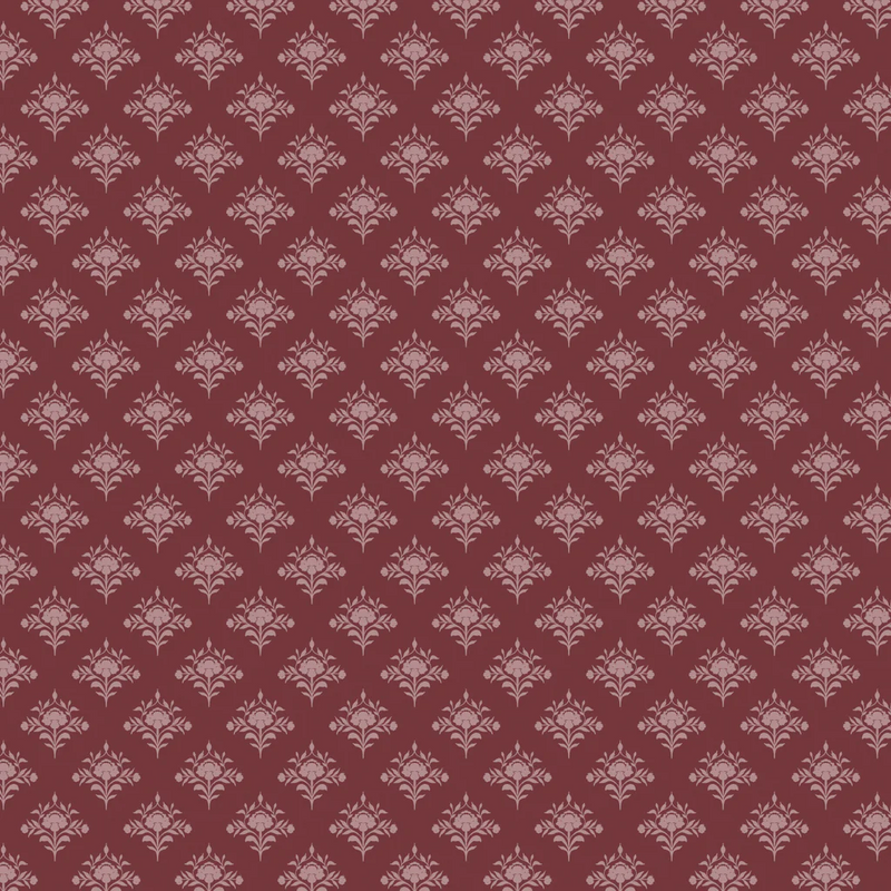 Patterned fabric with floral design on a red background