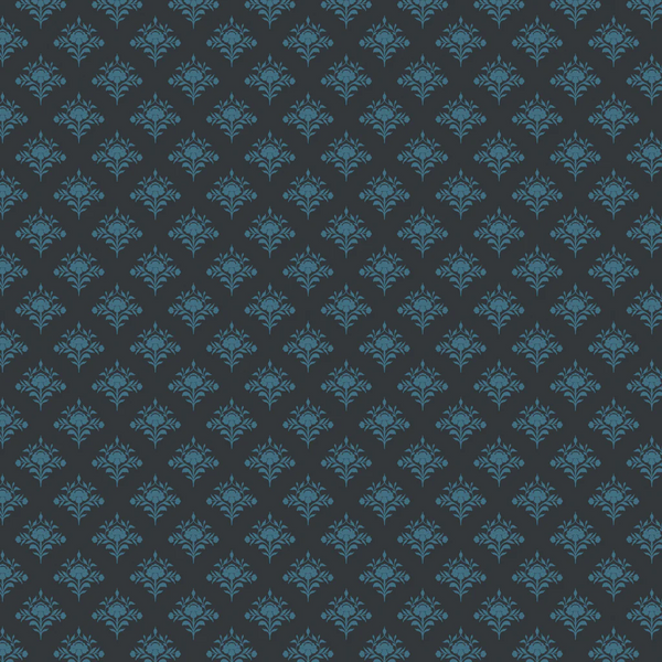 Blue floral pattern on a black background