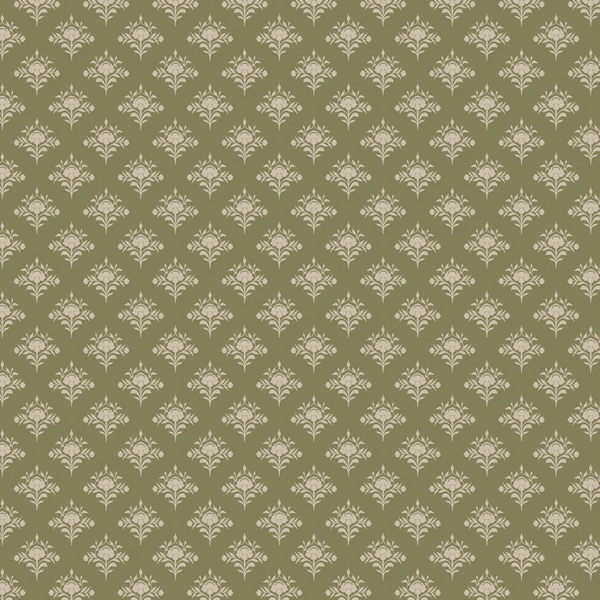 Patterned wallpaper with floral design on a green background