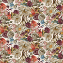 Pattern of colorful flowers on a beige background