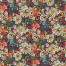 Pattern of colorful flowers on a dark background