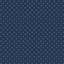 Navy blue background with a diamond pattern of small gold lines
