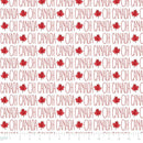 Text pattern with 'OH CANADA' repeated multiple times and red maple leaf graphics on a white background.