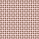 A close up of a fabric swatch patterned with small "x's" made of coffee beans and white polka dots on a light pink background. 