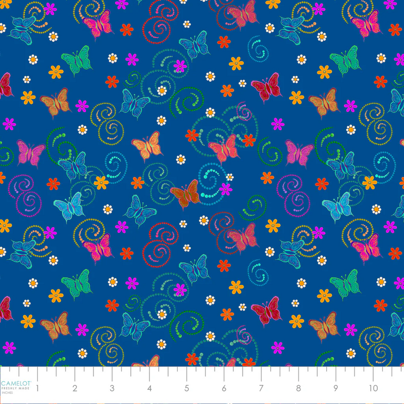 Camelot Fabrics Truth Collection Butterfly Metamorphosis Blue 57240104-03 ruler