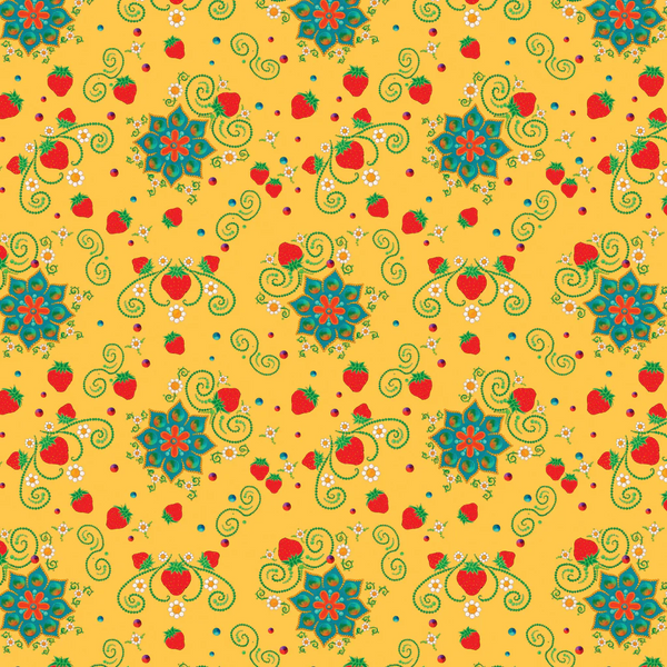 Camelot Fabrics Truth Collection Sacred Strawberries Yellow 57240103-03