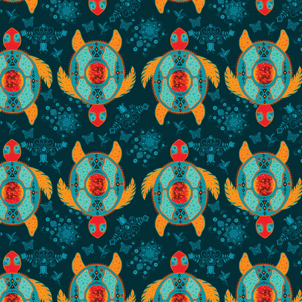 Camelot Fabrics Truth Collection Turtle Journey Deep Teal 57240102-01