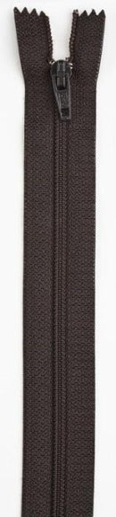 Dark brown zipper on a white background. 