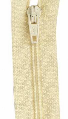 Coats and Clark All Purpose Polyester Zipper Primrose 7" F72/7/72A - pale yellow 7 inch zipper on a white background