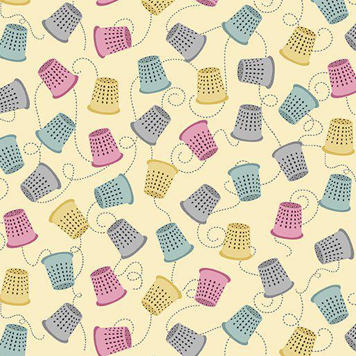Contempo Studio - Words to Quilt By - Thimble Fest Light Yellow 06974-03 Clearance fabric