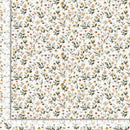 Swatch of 108" wide floral fabric with a ruler for scale. 