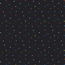 Multicolored polka dots on a black background