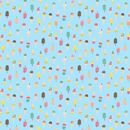 Dear Stella Scoop There it Is Azure STELLA-D3051 AZURE 100% Cotton Fabric 44/45" wide - a fabric swatch showing cute ice cream cones and popsicles on a light blue background