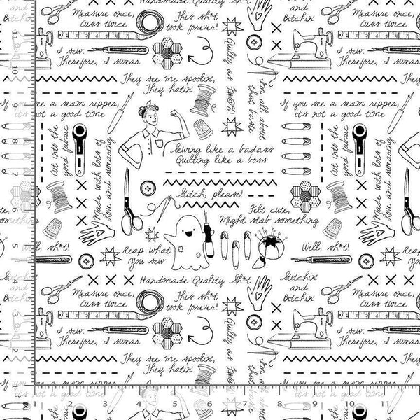 Dear Stella Sweary Stitching White STELLA-DPJ3098 WHITE with ruler for scale