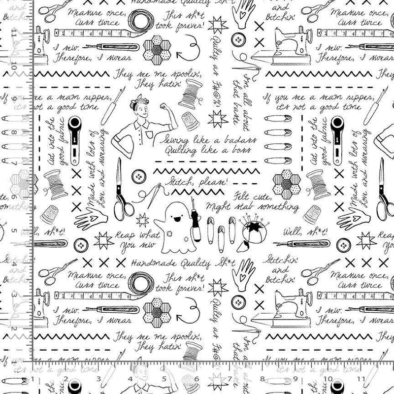 Dear Stella Sweary Stitching White STELLA-DPJ3098 WHITE with ruler for scale