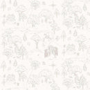 Pattern of trees and houses on a white background