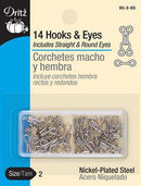 Dritz 14 Hooks & Eyes Size 2 Silver 90-2-65 - sewjersey.com