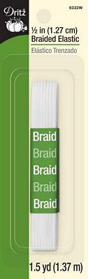 Dritz 1/2" White Braided Elastic 1.5 Yards 9332W - sewjersey.com