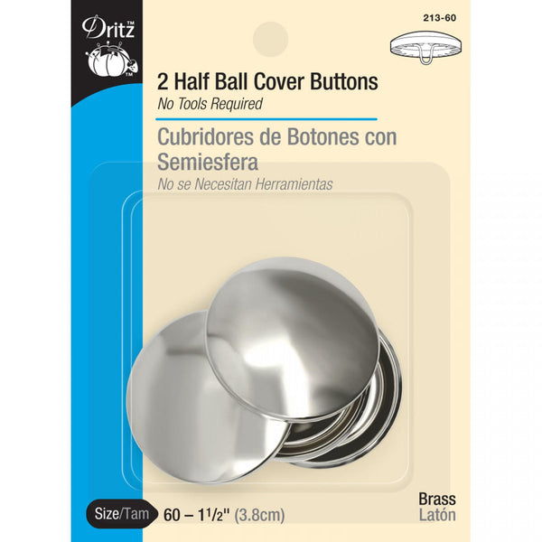Dritz 2 Half Ball Cover Buttons Size 60 1-1/2" 213-60