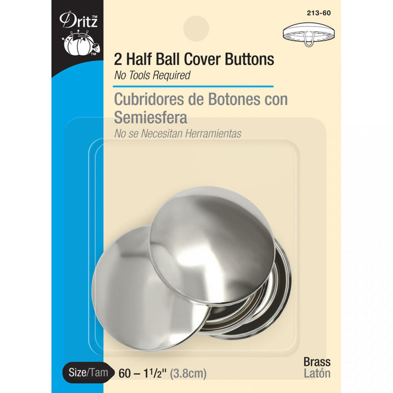 Dritz 2 Half Ball Cover Buttons Size 60 1-1/2" 213-60