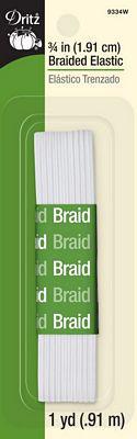 Dritz 3/4" Braided Elastic White 1 Yard - 9334W - sewjersey.com