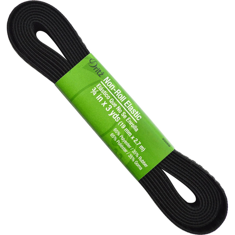 Dritz 3/4" Non-Roll Elastic Black 3 Yards 9506B - sewjersey.com