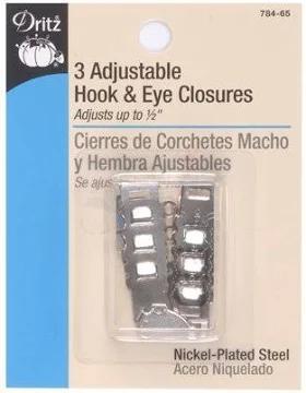 Dritz 3 Adjustable Hook & Eye Closures 784-65 - sewjersey.com