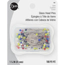 Dritz Glass Head Pins 1-1/4" 100 Count Multicolor - sewjersey.com