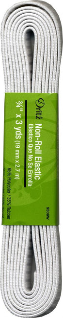Dritz Non-Roll Elastic 3/4" White 3 Yards 9506W - sewjersey.com