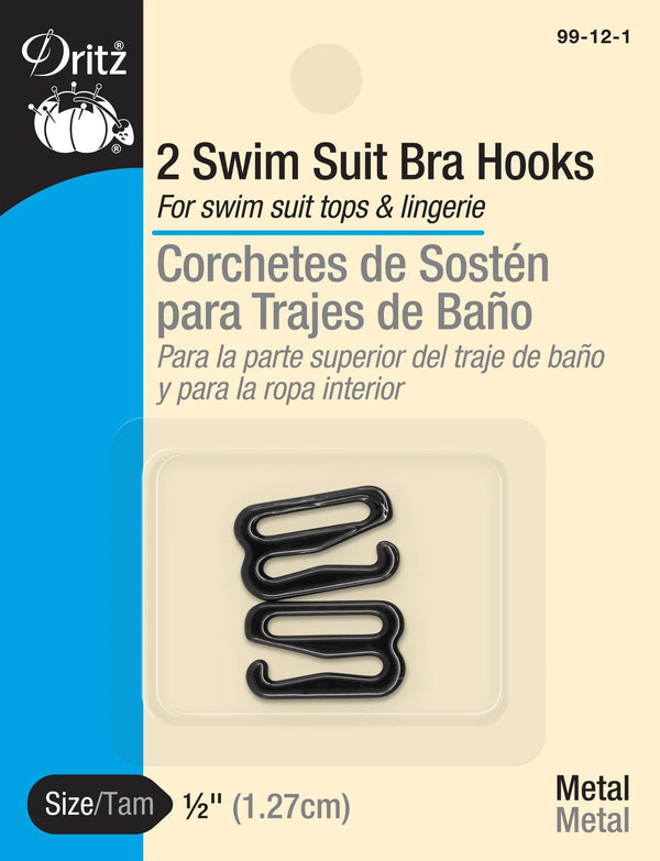 Dritz Swim Suit Bra Hooks 1/2" Black 99-12-1