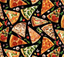 pizza slices on black background
