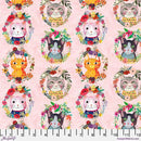 Free Spirit Floral Pets by Mia Charro - Kitty Wreaths Pink PWMC051.XPINK - Sewjersey.com