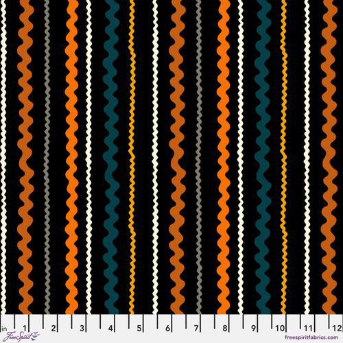 Free Spirit Storybook Halloween by Rachel Hauer - Ric Rac Stripe Black PWRH069.BLACK - Sewjersey.com