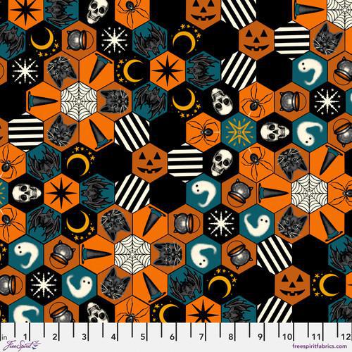 Free Spirit Storybook Halloween by Rachel Hauer - Hexi Cheater Multi PWRH063.MULTI  - Sewjersey.com