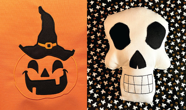 Halloween Pumpkin & Skull Applique Pillows