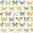 Pattern of colorful butterflies on a white background