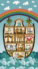 Henry Glass Two by Two by Leanne Anderson and Kaytlyn Kuebler Panel Teal TWOBYTWO Q-1762P-11 - sewjersey.com