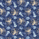 Henry Glass and Co. Cobalt Seas Ocean Life Toss Navy 1369-77 Navy - sewjersey.com