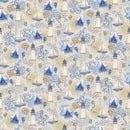 Henry Glass and Co Cobalt Seas Coastal Collage 1363-41 Beige - sewjersey.com