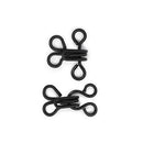 An example of both types of hook and eye set included in this package, one with a straight and one with a round eye. They are photographed on a white background. 