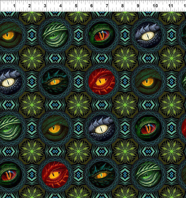 In the Beginning Fabrics Emerald Reign Eyes Mutli 24 DRG1