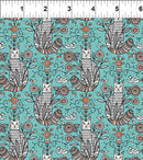 In the Beginning Whimsy - Cats - Teal 13WMS 1 - sewjersey.com