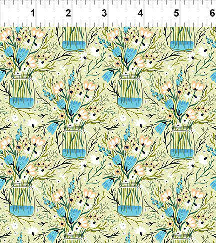 In the Beginning Whimsy - Jars - Green 3WMS 1 - sewjersey.com
