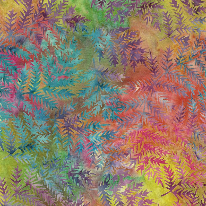 Island Batiks - Wild Blooms Fern Multi Pink Purple Orange 122204816 - Sewjersey.com