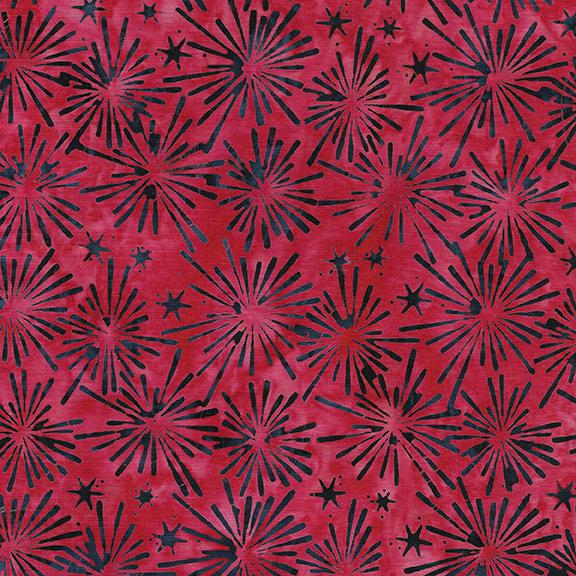Island Batik Bursting Stars Red Crimson 122453365