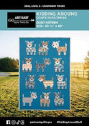 Kidding Around Goats in Pajamas Pattern front cover showing a repeated sample, difficulty level, and quilt size. 