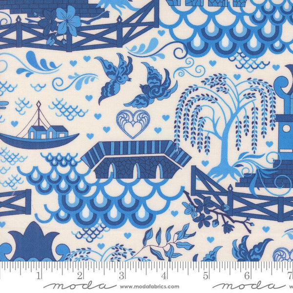 Legendary Love Porcelain Navy 45050 11 Moda - sewjersey.com