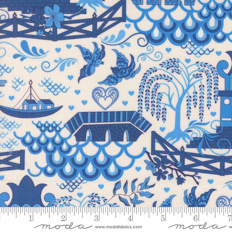 Legendary Love Porcelain Navy 45050 11 Moda - sewjersey.com