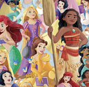 Illustration of various princesses in colorful outfits